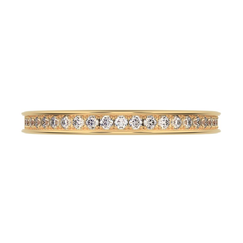 0.23 ct Round Cut Moissanite dainty Minimalist channel Stackable half eternity vintage 14K / 18K Solid Yellow Gold everyday wedding band