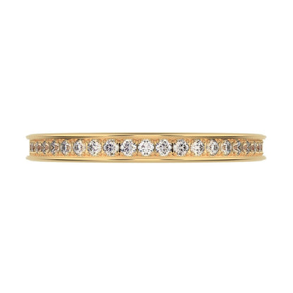 0.23 ct Round Cut Moissanite dainty Minimalist channel Stackable half eternity vintage 14K / 18K Solid Yellow Gold everyday wedding band