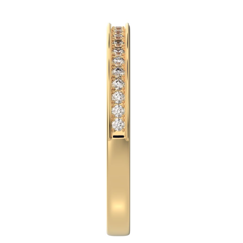 0.23 ct Round Cut Moissanite dainty Minimalist channel Stackable half eternity vintage 14K / 18K Solid Yellow Gold everyday wedding band