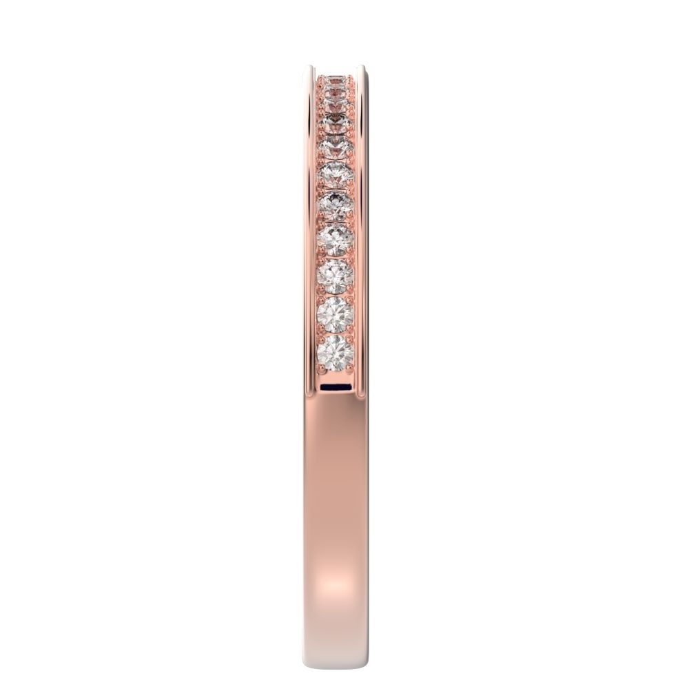 0.23 ct Round Cut Moissanite dainty Minimalist channel Stackable half eternity vintage 14K / 18K Solid Rose Gold everyday wedding band