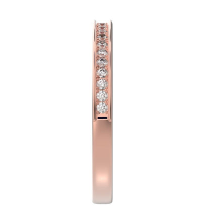 0.23 ct Round Cut Moissanite dainty Minimalist channel Stackable half eternity vintage 14K / 18K Solid Rose Gold everyday wedding band