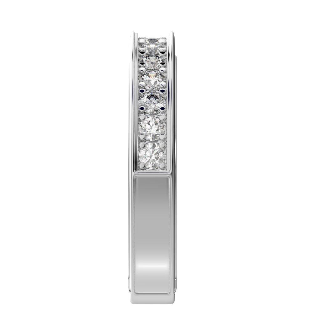 0.42 ct Round Cut Moissanite dainty Minimalist channel Stackable half eternity vintage 14K / 18K Solid White Gold everyday wedding band