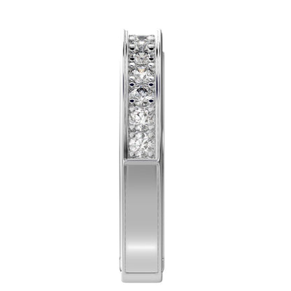 0.42 ct Round Cut Moissanite dainty Minimalist channel Stackable half eternity vintage 14K / 18K Solid White Gold everyday wedding band