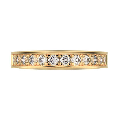 0.42 ct Round Cut Moissanite dainty Minimalist channel Stackable half eternity vintage 14K / 18K Solid Yellow Gold everyday wedding band