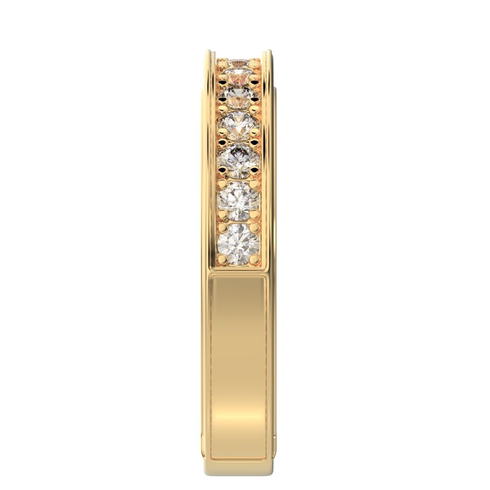 0.42 ct Round Cut Moissanite dainty Minimalist channel Stackable half eternity vintage 14K / 18K Solid Yellow Gold everyday wedding band