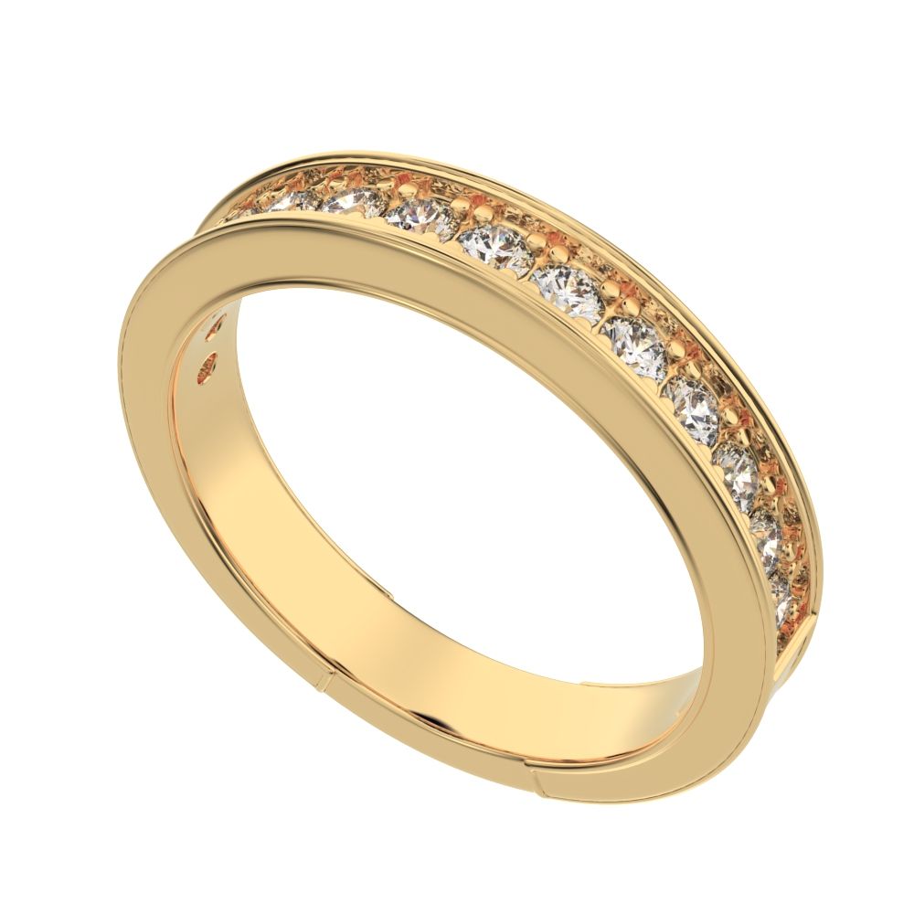 0.42 ct Round Cut Moissanite dainty Minimalist channel Stackable half eternity vintage 14K / 18K Solid Yellow Gold everyday wedding band