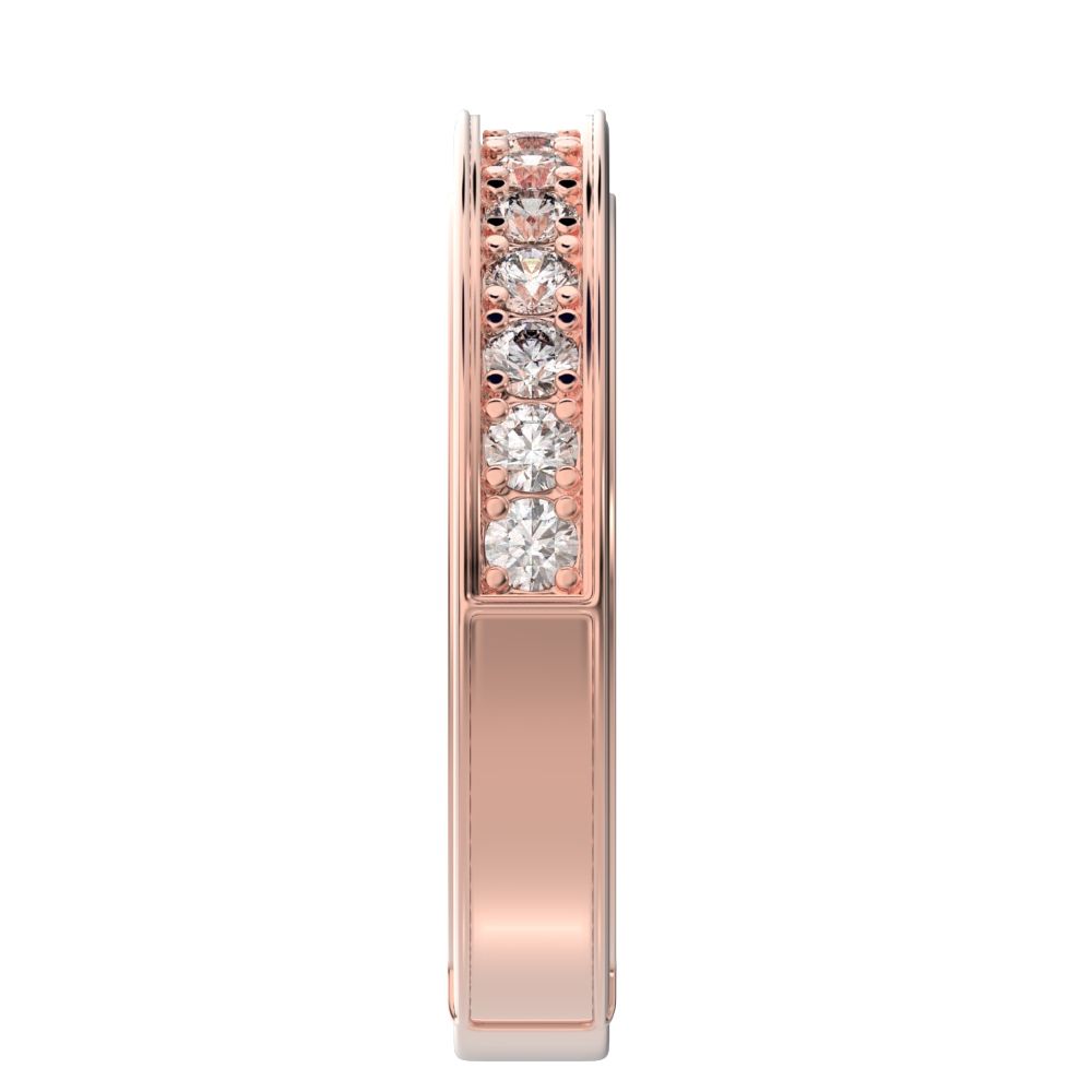 0.42 ct Round Cut Moissanite dainty Minimalist channel Stackable half eternity vintage 14K / 18K Solid Rose Gold everyday wedding band