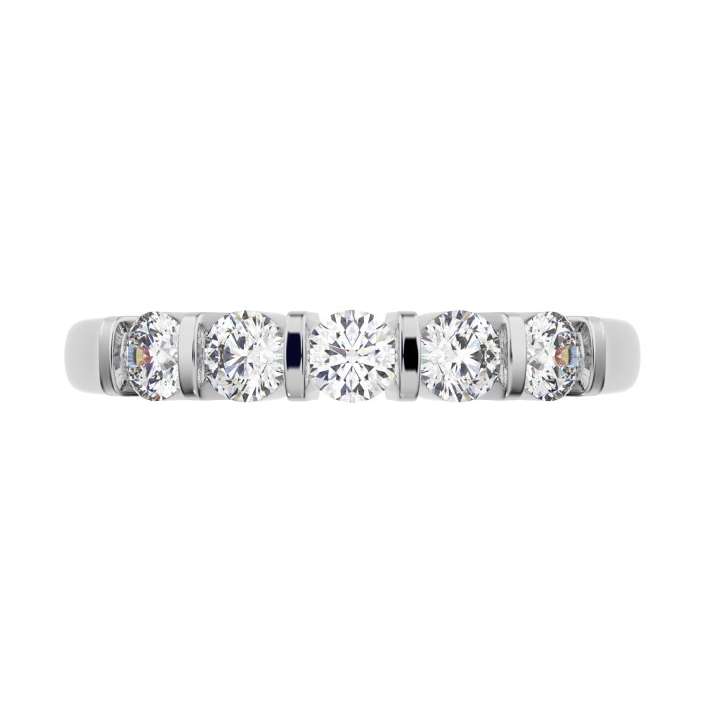 0.55 ct Round Cut Moissanite dainty Minimalist prong Stackable half eternity vintage 14K / 18K Solid White Gold everyday wedding band
