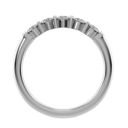 0.55 ct Round Cut Simulated Clear Diamond dainty Minimalist prong Stackable half eternity 14K / 18K Solid White Gold everyday wedding band