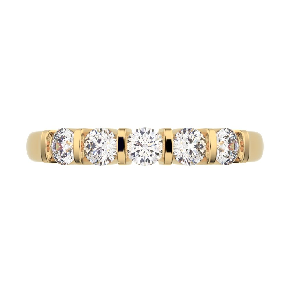 0.55 ct Round Cut Simulated Clear Diamond dainty Minimalist prong Stackable half eternity 14K / 18K Solid Yellow Gold everyday wedding band