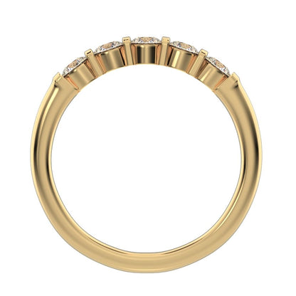0.55 ct Round Cut Simulated Clear Diamond dainty Minimalist prong Stackable half eternity 14K / 18K Solid Yellow Gold everyday wedding band