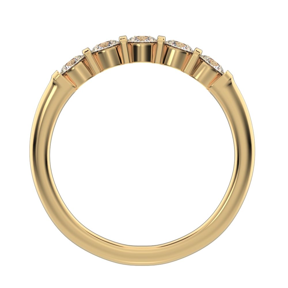 0.55 ct Round Cut Moissanite dainty Minimalist prong Stackable half eternity vintage 14K / 18K Solid Yellow Gold everyday wedding band