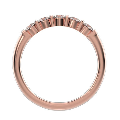 0.55 ct Round Cut Moissanite dainty Minimalist prong Stackable half eternity vintage 14K / 18K Solid Rose Gold everyday wedding band