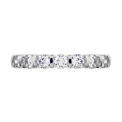 0.56 ct Round Cut Moissanite dainty Minimalist prong Stackable half eternity vintage 14K / 18K Solid White Gold everyday wedding band
