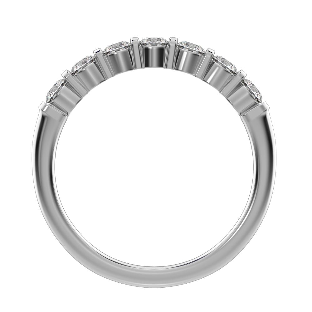 0.56 ct Round Cut Moissanite dainty Minimalist prong Stackable half eternity vintage 14K / 18K Solid White Gold everyday wedding band