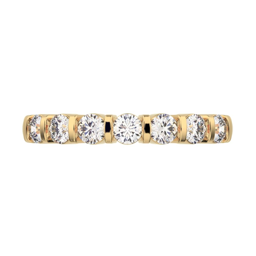 0.56 ct Round Cut Simulated Clear Diamond dainty Minimalist prong Stackable half eternity 14K / 18K Solid Yellow Gold everyday wedding band
