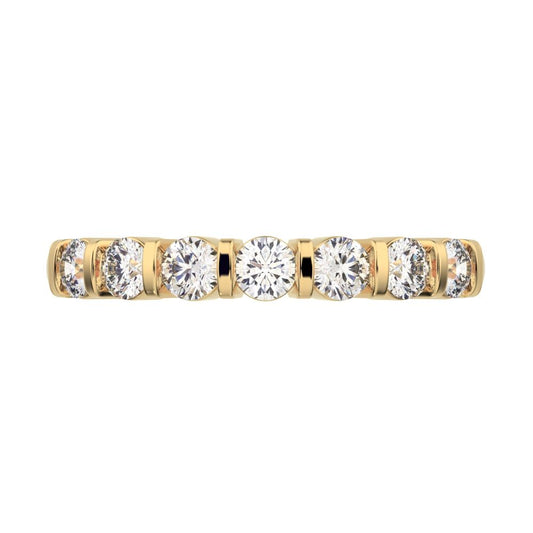 0.56 ct Round Cut Moissanite dainty Minimalist prong Stackable half eternity vintage 14K / 18K Solid Yellow Gold everyday wedding band