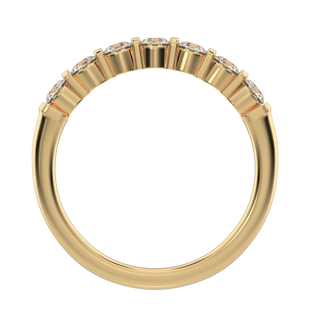 0.56 ct Round Cut Simulated Clear Diamond dainty Minimalist prong Stackable half eternity 14K / 18K Solid Yellow Gold everyday wedding band