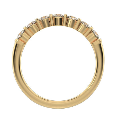 0.56 ct Round Cut Moissanite dainty Minimalist prong Stackable half eternity vintage 14K / 18K Solid Yellow Gold everyday wedding band