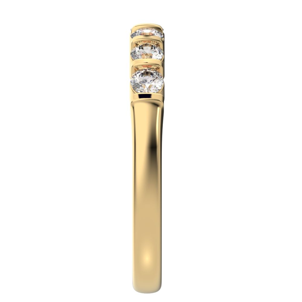 0.56 ct Round Cut Moissanite dainty Minimalist prong Stackable half eternity vintage 14K / 18K Solid Yellow Gold everyday wedding band