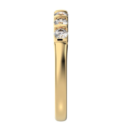 0.56 ct Round Cut Moissanite dainty Minimalist prong Stackable half eternity vintage 14K / 18K Solid Yellow Gold everyday wedding band
