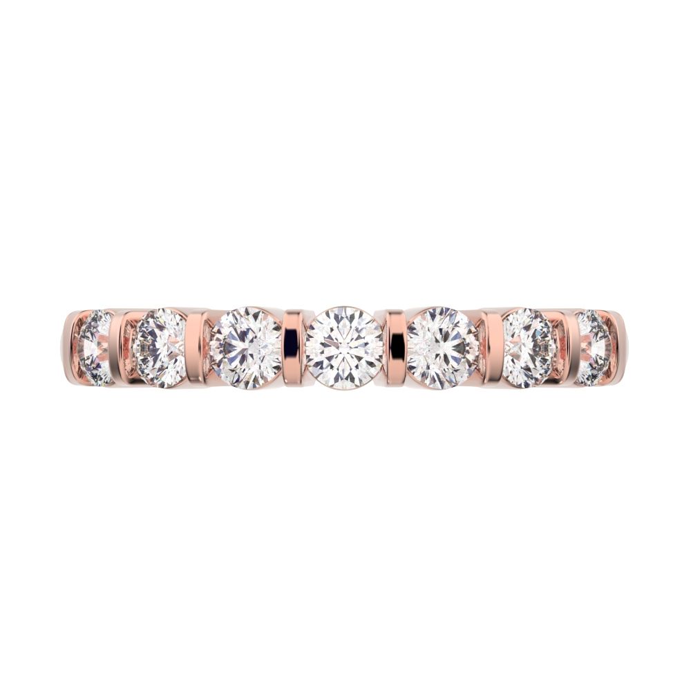 0.56 ct Round Cut Moissanite dainty Minimalist prong Stackable half eternity vintage 14K / 18K Solid Rose Gold everyday wedding band