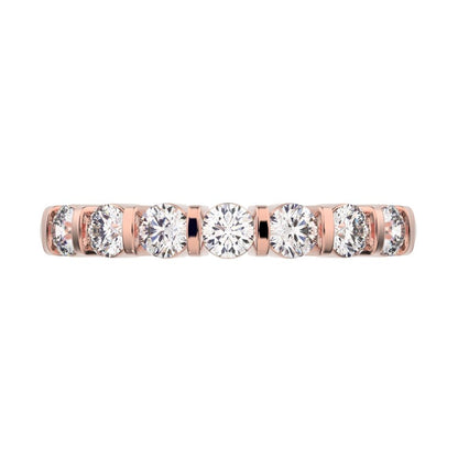 0.56 ct Round Cut Moissanite dainty Minimalist prong Stackable half eternity vintage 14K / 18K Solid Rose Gold everyday wedding band
