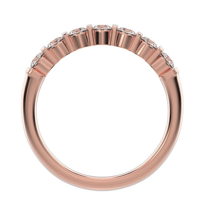 0.56 ct Round Cut Moissanite dainty Minimalist prong Stackable half eternity vintage 14K / 18K Solid Rose Gold everyday wedding band
