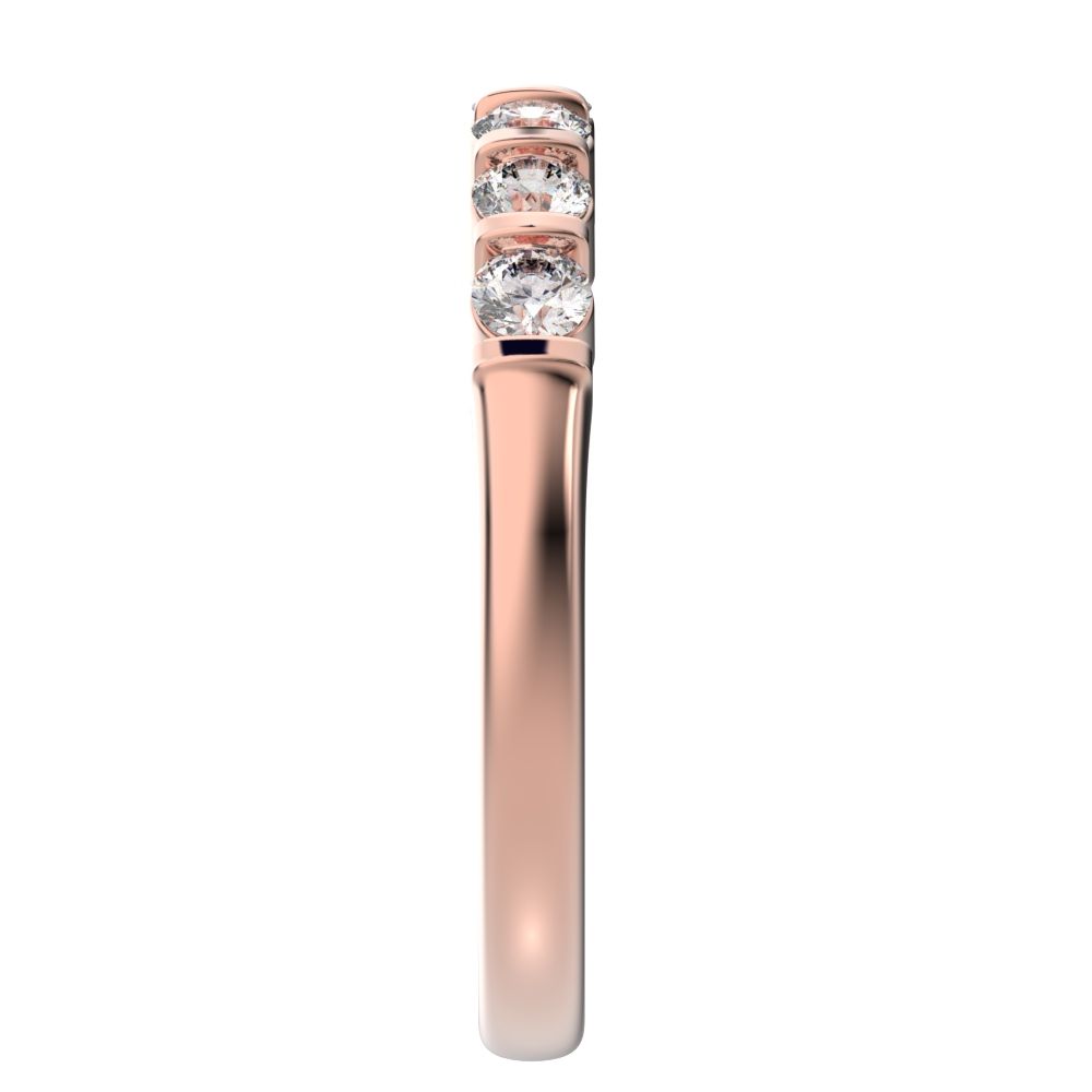 0.56Ct Round Cut Simulated Clear Diamond dainty Minimalist prong Stackable half eternity 14K / 18K Solid Rose Gold everyday wedding band