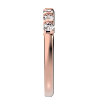0.56Ct Round Cut Simulated Clear Diamond dainty Minimalist prong Stackable half eternity 14K / 18K Solid Rose Gold everyday wedding band