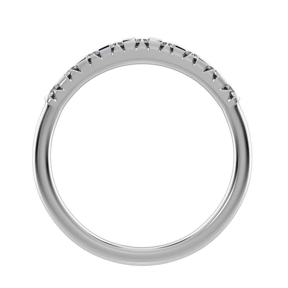 0.54 ct Round Cut Simulated Clear Diamond dainty Minimalist prong Stackable half eternity 14K / 18K Solid White Gold everyday wedding band