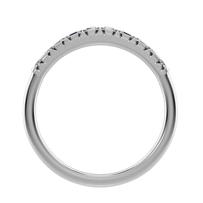 0.54 ct Round Cut Simulated Clear Diamond dainty Minimalist prong Stackable half eternity 14K / 18K Solid White Gold everyday wedding band