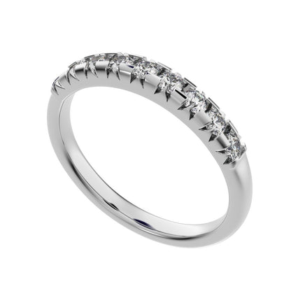0.54 ct Round Cut Moissanite dainty Minimalist prong Stackable half eternity vintage 14K / 18K Solid White Gold everyday wedding band