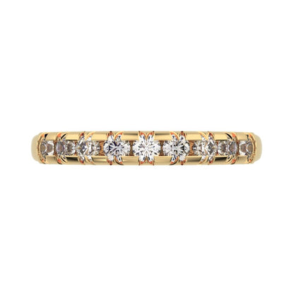 0.54 ct Round Cut Simulated Clear Diamond dainty Minimalist prong Stackable half eternity 14K / 18K Solid Yellow Gold everyday wedding band