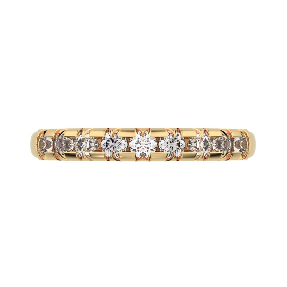0.54 ct Round Cut Moissanite dainty Minimalist prong Stackable half eternity vintage 14K / 18K Solid Yellow Gold everyday wedding band