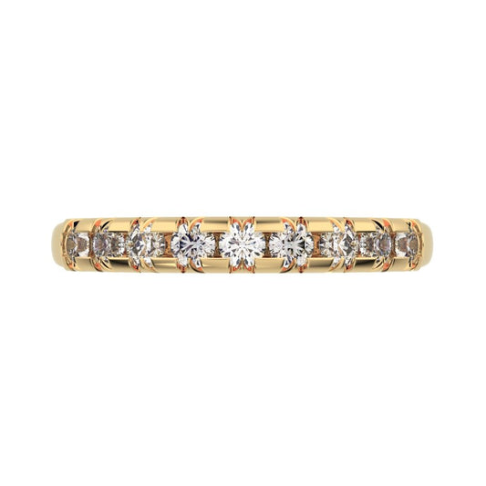 0.54 ct Round Cut Moissanite dainty Minimalist prong Stackable half eternity vintage 14K / 18K Solid Yellow Gold everyday wedding band