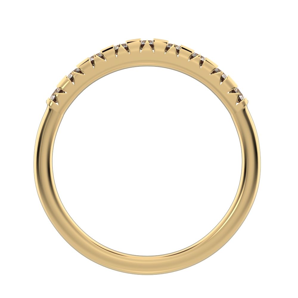 0.54 ct Round Cut Moissanite dainty Minimalist prong Stackable half eternity vintage 14K / 18K Solid Yellow Gold everyday wedding band