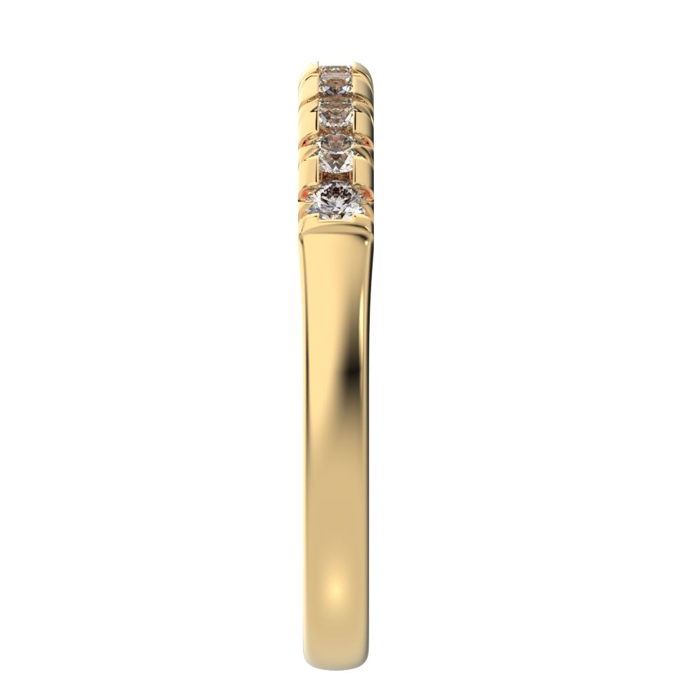 0.54 ct Round Cut Simulated Clear Diamond dainty Minimalist prong Stackable half eternity 14K / 18K Solid Yellow Gold everyday wedding band