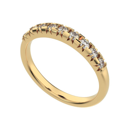 0.54 ct Round Cut Simulated Clear Diamond dainty Minimalist prong Stackable half eternity 14K / 18K Solid Yellow Gold everyday wedding band