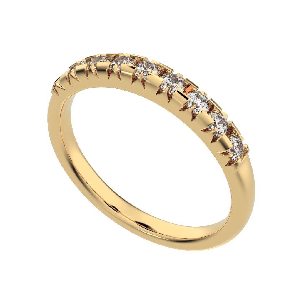 0.54 ct Round Cut Moissanite dainty Minimalist prong Stackable half eternity vintage 14K / 18K Solid Yellow Gold everyday wedding band