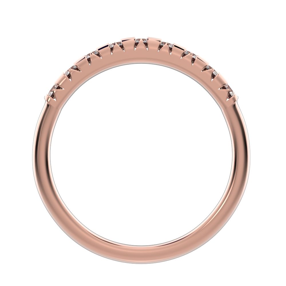 0.54Ct Round Cut Simulated Clear Diamond dainty Minimalist prong Stackable half eternity 14K / 18K Solid Rose Gold everyday wedding band