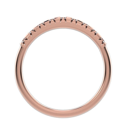0.54 ct Round Cut Moissanite dainty Minimalist prong Stackable half eternity vintage 14K / 18K Solid Rose Gold everyday wedding band