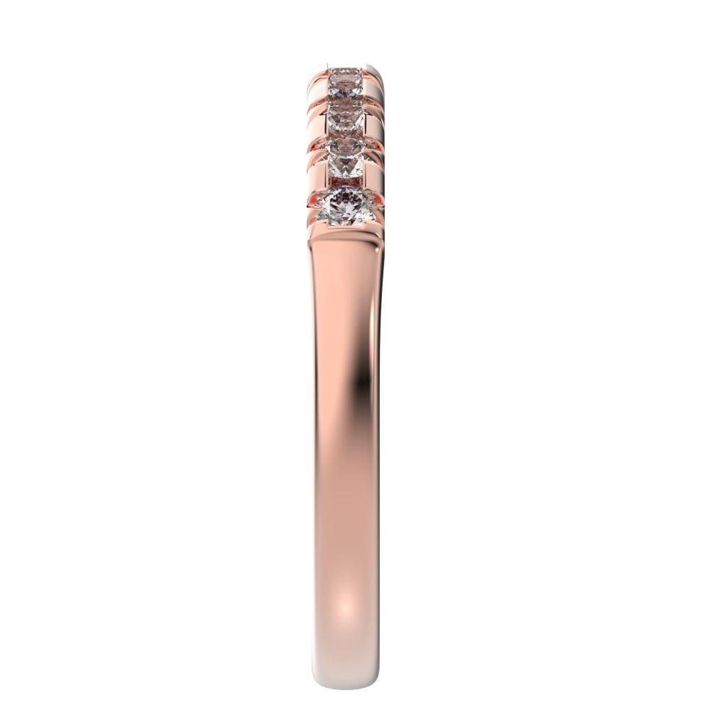 0.54Ct Round Cut Simulated Clear Diamond dainty Minimalist prong Stackable half eternity 14K / 18K Solid Rose Gold everyday wedding band