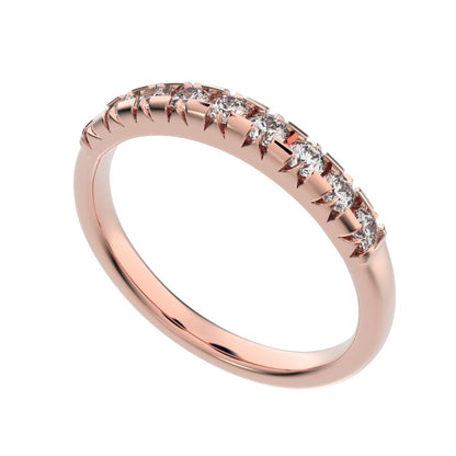 0.54 ct Round Cut Moissanite dainty Minimalist prong Stackable half eternity vintage 14K / 18K Solid Rose Gold everyday wedding band