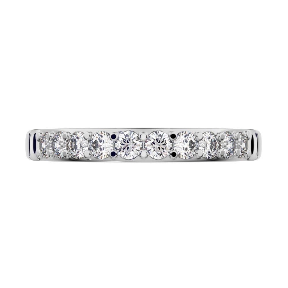 0.285 ct Round Cut Simulated Clear Diamond dainty Minimalist prong Stackable half eternity 14K / 18K Solid White Gold everyday wedding band