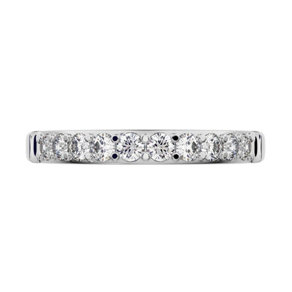 0.285 ct Round Cut Simulated Clear Diamond dainty Minimalist prong Stackable half eternity 14K / 18K Solid White Gold everyday wedding band