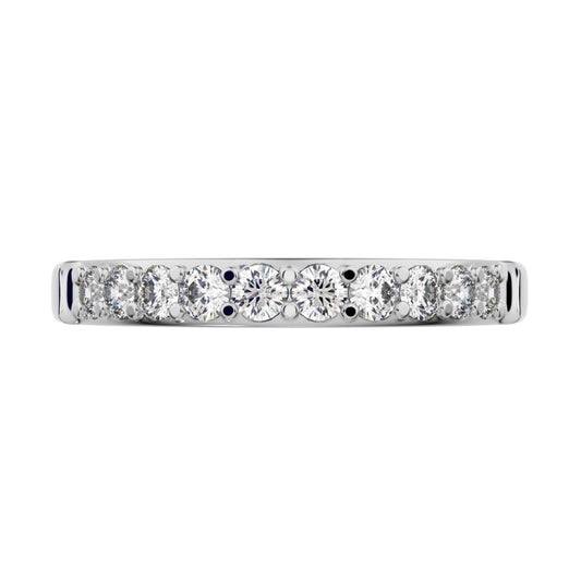 0.285 ct Round Cut Simulated Clear Diamond dainty Minimalist prong Stackable half eternity 14K / 18K Solid White Gold everyday wedding band