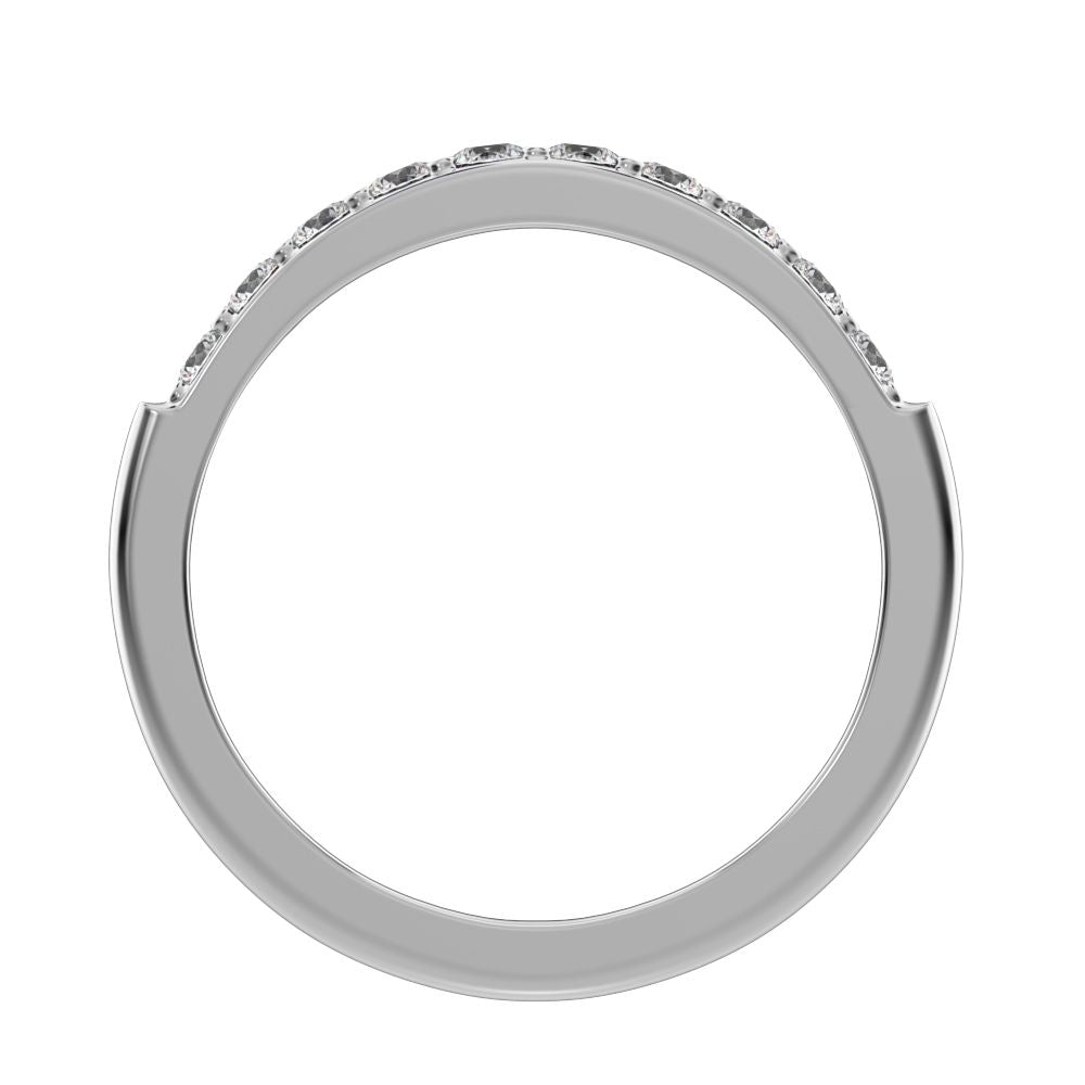 0.285 ct Round Cut Moissanite dainty Minimalist prong Stackable half eternity vintage 14K / 18K Solid White Gold everyday wedding band