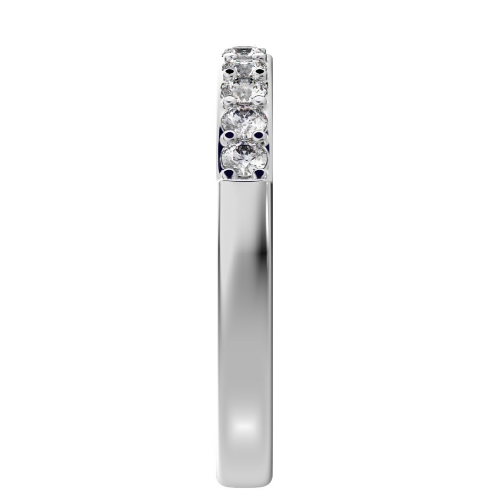 0.285 ct Round Cut Moissanite dainty Minimalist prong Stackable half eternity vintage 14K / 18K Solid White Gold everyday wedding band