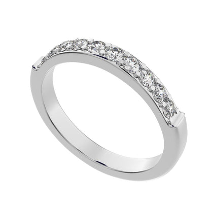 0.285 ct Round Cut Simulated Clear Diamond dainty Minimalist prong Stackable half eternity 14K / 18K Solid White Gold everyday wedding band